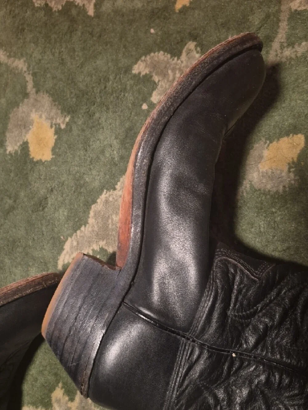 Classic Black Leather Western Boots - Men's